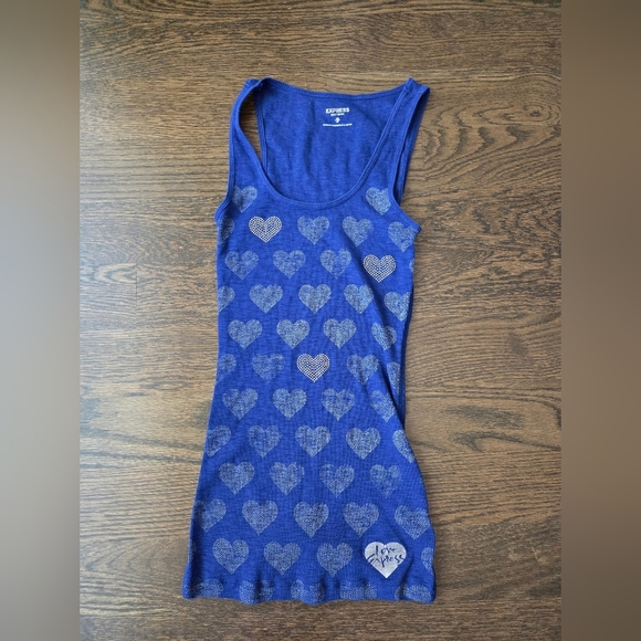 Express Blue Heart Tank Top Sz.XS - Picture 1 of 11